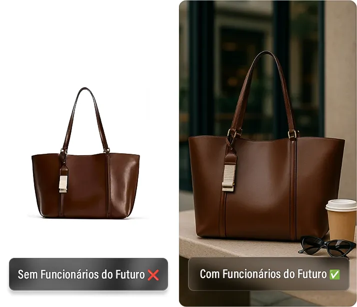 Comparativo antes e depois de um produto