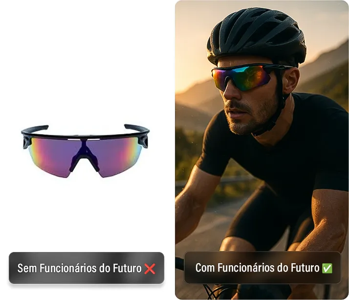 Comparativo antes e depois de um produto