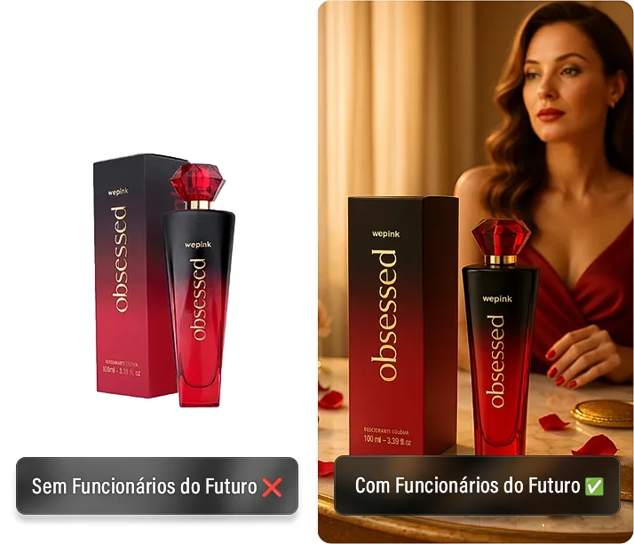 Comparativo antes e depois de um produto