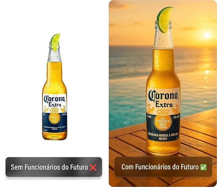 Comparativo antes e depois de um produto