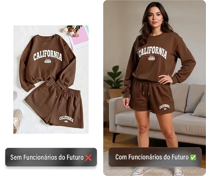 Comparativo antes e depois de um produto