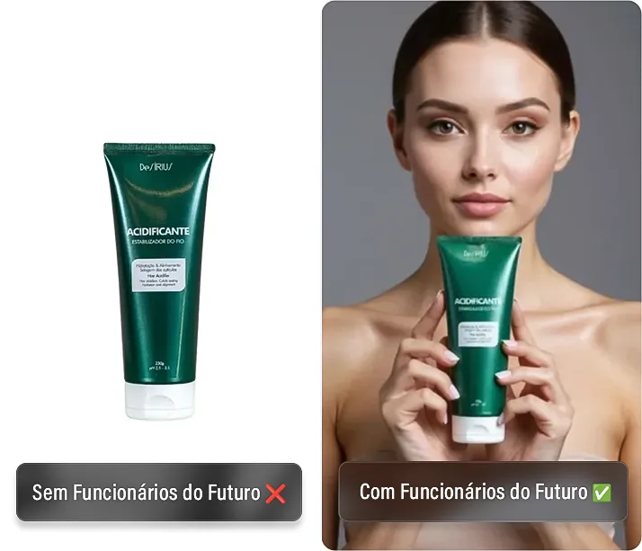 Comparativo antes e depois de um produto
